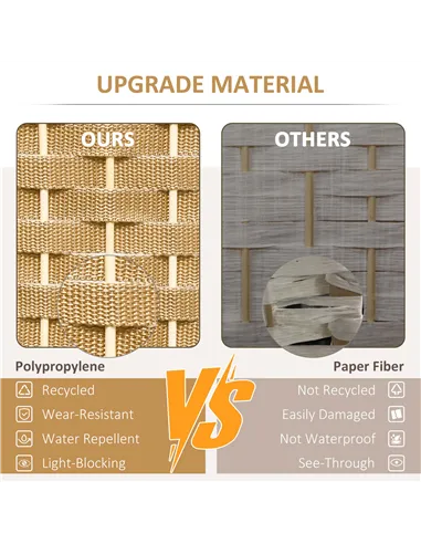 HOMCOM 6 Panel Folding Room Divider, Freestanding Privacy Screen for Living Room, Bedroom and Office, 240 x 170cm, Natural