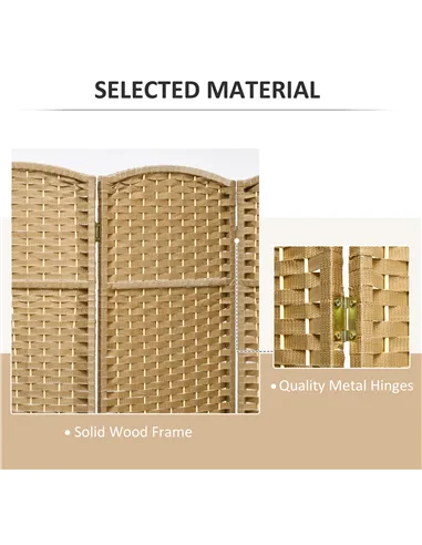 HOMCOM 6 Panel Folding Room Divider, Freestanding Privacy Screen for Living Room, Bedroom and Office, 240 x 170cm, Natural