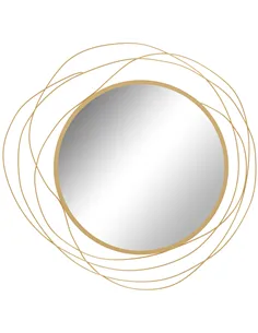 HOMCOM Abstract Metal Wire Wall Mirror, with Accessories - Gold Tone
