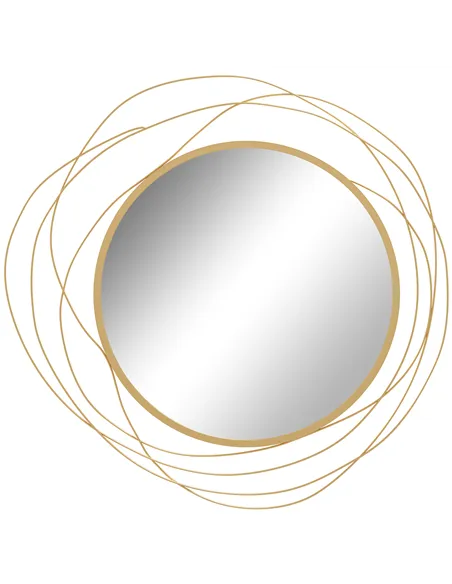 HOMCOM Abstract Metal Wire Wall Mirror, with Accessories - Gold Tone