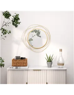 HOMCOM Abstract Metal Wire Wall Mirror, with Accessories - Gold Tone 2