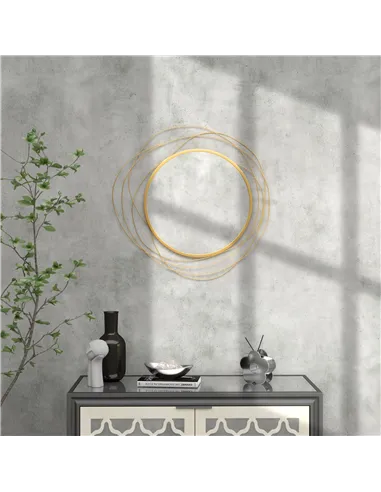 HOMCOM Abstract Metal Wire Wall Mirror, with Accessories - Gold Tone