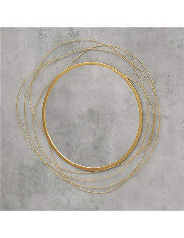 HOMCOM Abstract Metal Wire Wall Mirror, with Accessories - Gold Tone