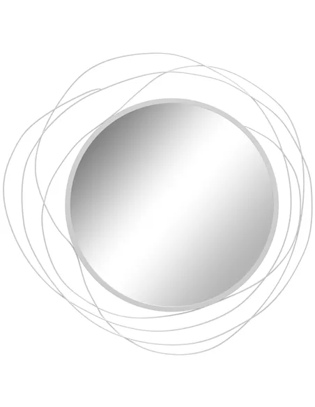 HOMCOM Abstract Metal Wire Wall Mirror, with Accessories - Silver