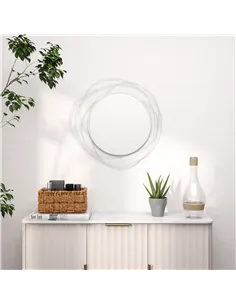 HOMCOM Abstract Metal Wire Wall Mirror, with Accessories - Silver 2