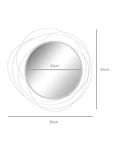 HOMCOM Abstract Metal Wire Wall Mirror, with Accessories - Silver
