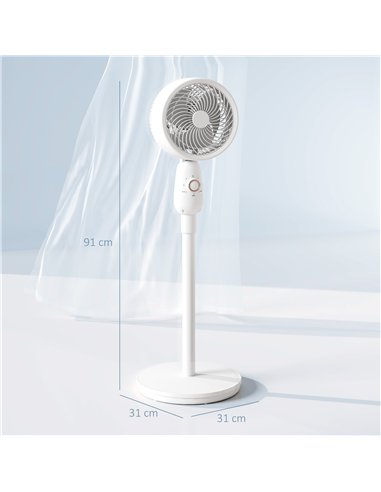 HOMCOM Pedestal Fan, Powerful Air Circulator, 12 Inch Floor Standing Fan with 3 Speed Settings, Oscillating Function for Bedroom