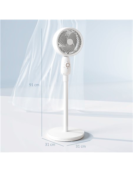 HOMCOM Pedestal Fan, Powerful Air Circulator, 12 Inch Floor Standing Fan with 3 Speed Settings, Oscillating Function for Bedroom