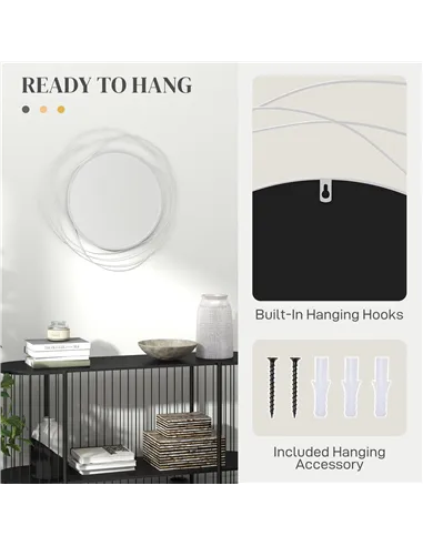 HOMCOM Abstract Metal Wire Wall Mirror, with Accessories - Silver