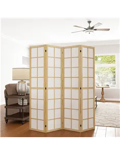 HOMCOM 4 Panel Folding Room Divider, Freestanding Room Separator, Indoor Privacy Screen for Living Room, Bedroom, 160 x 170cm 2