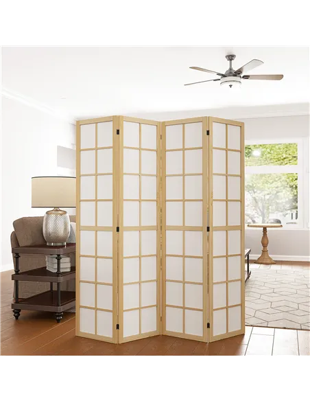 HOMCOM 4 Panel Folding Room Divider, Freestanding Room Separator, Indoor Privacy Screen for Living Room, Bedroom, 160 x 170cm