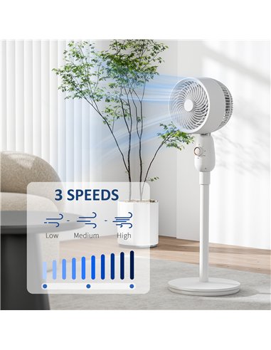 HOMCOM Pedestal Fan, Powerful Air Circulator, 12 Inch Floor Standing Fan with 3 Speed Settings, Oscillating Function for Bedroom