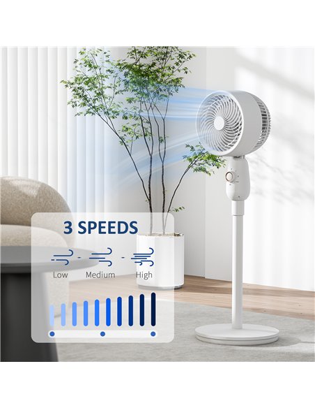 HOMCOM Pedestal Fan, Powerful Air Circulator, 12 Inch Floor Standing Fan with 3 Speed Settings, Oscillating Function for Bedroom
