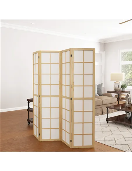 HOMCOM 4 Panel Folding Room Divider, Freestanding Room Separator, Indoor Privacy Screen for Living Room, Bedroom, 160 x 170cm