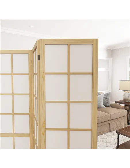 HOMCOM 4 Panel Folding Room Divider, Freestanding Room Separator, Indoor Privacy Screen for Living Room, Bedroom, 160 x 170cm