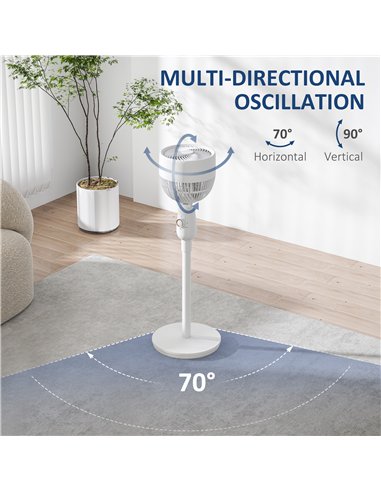 HOMCOM Pedestal Fan, Powerful Air Circulator, 12 Inch Floor Standing Fan with 3 Speed Settings, Oscillating Function for Bedroom