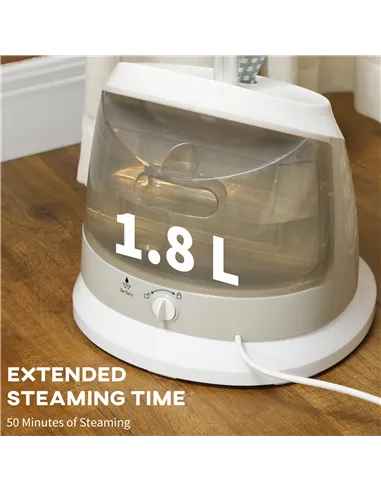 HOMCOM 1800W Standing Clothes Steamer, with Accessories - Grey