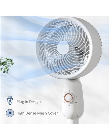 HOMCOM Pedestal Fan, Powerful Air Circulator, 12 Inch Floor Standing Fan with 3 Speed Settings, Oscillating Function for Bedroom