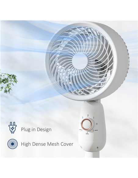 HOMCOM Pedestal Fan, Powerful Air Circulator, 12 Inch Floor Standing Fan with 3 Speed Settings, Oscillating Function for Bedroom