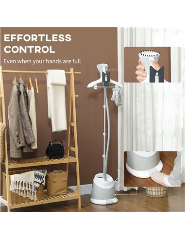HOMCOM 1800W Standing Clothes Steamer, with Accessories - Grey