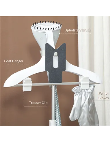 HOMCOM 1800W Standing Clothes Steamer, with Accessories - Grey