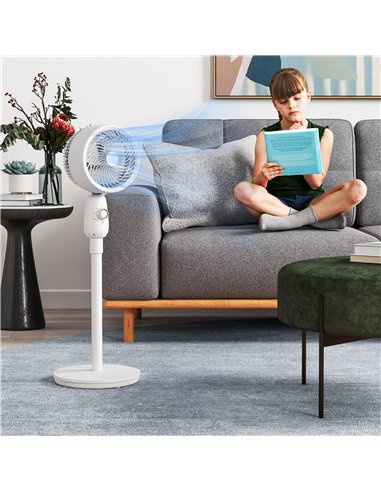 HOMCOM Pedestal Fan, Powerful Air Circulator, 12 Inch Floor Standing Fan with 3 Speed Settings, Oscillating Function for Bedroom
