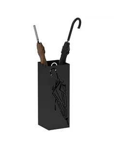 HOMCOM Metal Umbrella Stand, Square Umbrella Holder with 4 Hooks and Removable Drip Tray, Decorative Umbrella Storage Rack for E
