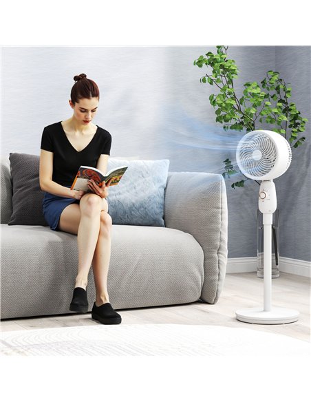 HOMCOM Pedestal Fan, Powerful Air Circulator, 12 Inch Floor Standing Fan with 3 Speed Settings, Oscillating Function for Bedroom
