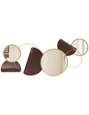 HOMCOM Metal Wall Art, Modern Decorative Mirror Decor, Hanging Home Wall Decoration for Living Room Bedroom Dining Room, Gold To