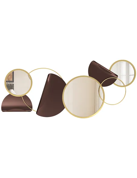 HOMCOM Metal Wall Art, Modern Decorative Mirror Decor, Hanging Home Wall Decoration for Living Room Bedroom Dining Room, Gold To