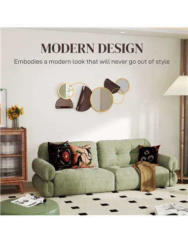 HOMCOM Metal Wall Art, Modern Decorative Mirror Decor, Hanging Home Wall Decoration for Living Room Bedroom Dining Room, Gold To