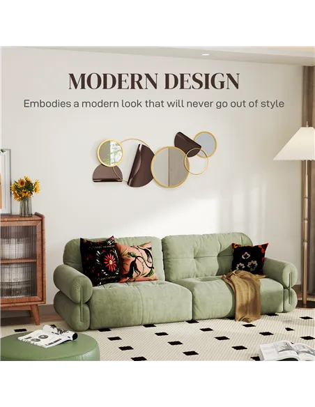 HOMCOM Metal Wall Art, Modern Decorative Mirror Decor, Hanging Home Wall Decoration for Living Room Bedroom Dining Room, Gold To