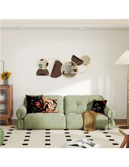 HOMCOM Metal Wall Art, Modern Decorative Mirror Decor, Hanging Home Wall Decoration for Living Room Bedroom Dining Room, Gold To