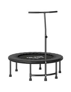 HOMCOM 40" Fitness Trampoline with Adjustable Handle, Rebounder Trampoline, Mini Jumper for Indoor Exercise Workout, Black