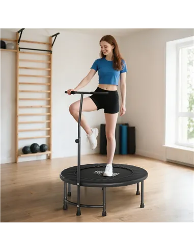 HOMCOM 40" Fitness Trampoline with Adjustable Handle, Rebounder Trampoline, Mini Jumper for Indoor Exercise Workout, Black