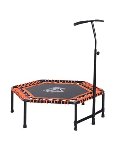 HOMCOM Mini Trampoline W/Adjustable Handle Bar - Black/Orange