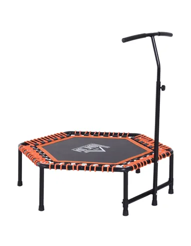 HOMCOM Mini Trampoline W/Adjustable Handle Bar - Black/Orange