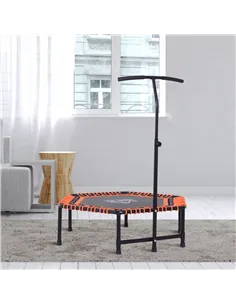 HOMCOM Mini Trampoline W/Adjustable Handle Bar - Black/Orange 2