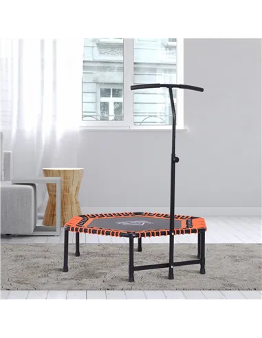 HOMCOM Mini Trampoline W/Adjustable Handle Bar - Black/Orange