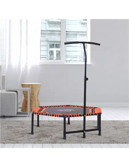 HOMCOM Mini Trampoline W/Adjustable Handle Bar - Black/Orange