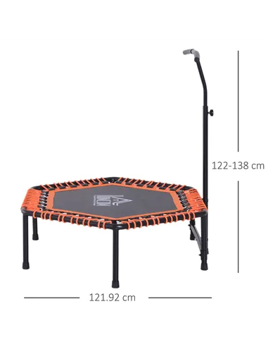 HOMCOM Mini Trampoline W/Adjustable Handle Bar - Black/Orange