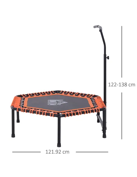 HOMCOM Mini Trampoline W/Adjustable Handle Bar - Black/Orange
