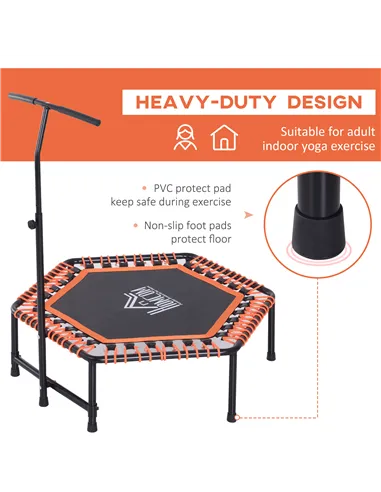 HOMCOM Mini Trampoline W/Adjustable Handle Bar - Black/Orange
