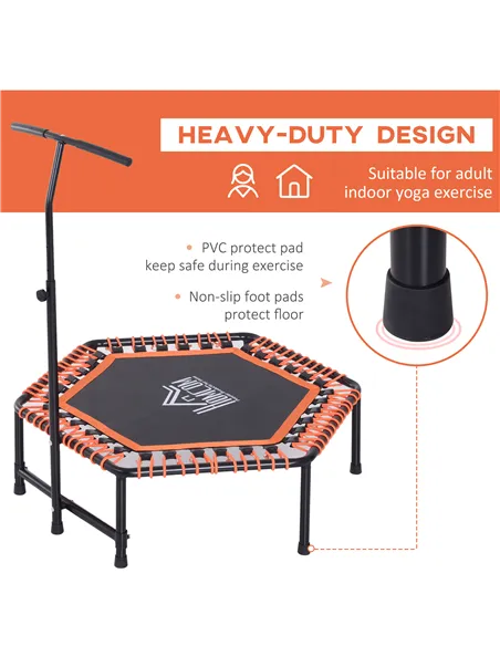 HOMCOM Mini Trampoline W/Adjustable Handle Bar - Black/Orange
