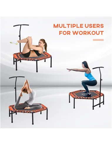 HOMCOM Mini Trampoline W/Adjustable Handle Bar - Black/Orange