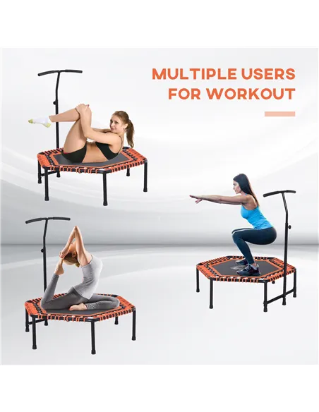 HOMCOM Mini Trampoline W/Adjustable Handle Bar - Black/Orange