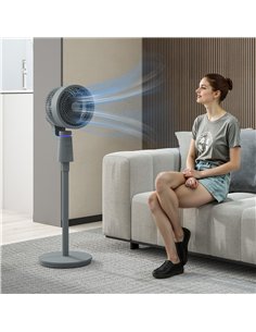 HOMCOM Pedestal Air Circulation Fan with Oscillating, Light Off, Grey 2