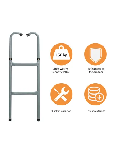 HOMCOM 6-10ft Trampoline Ladder Galvanized w/ Non-slip Mat