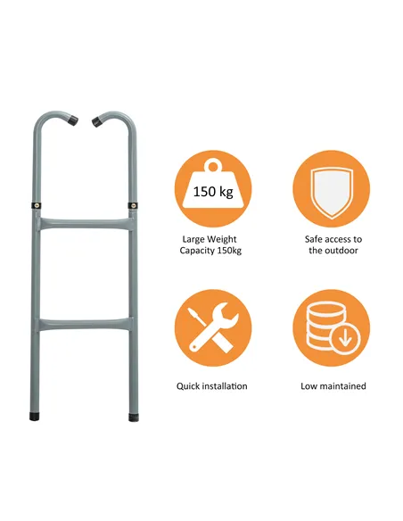 HOMCOM 6-10ft Trampoline Ladder Galvanized w/ Non-slip Mat