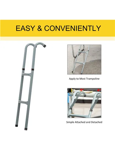 HOMCOM 6-10ft Trampoline Ladder Galvanized w/ Non-slip Mat